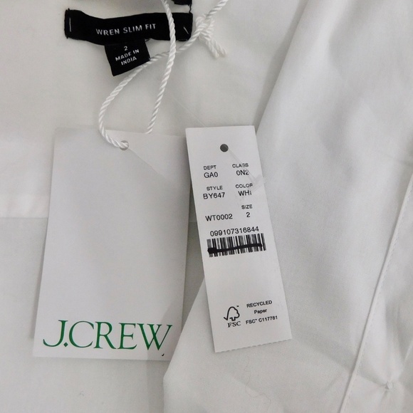 NWT!! J. CREW Wren Slim Shirt Stretch Cotton Poplin Solid White Buttondown 2 - Picture 13 of 15